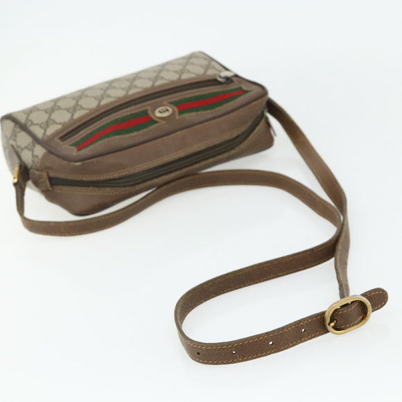 GUCCI GG Supreme Web Sherry Line Bag PVC Beige Gold 56 02 087 Auth 178729