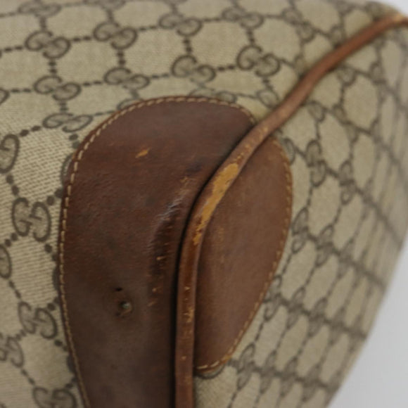 GUCCI GG Supreme Web Sherry Line Boston Bag PVC Beige Gold Auth 178730
