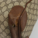 GUCCI GG Supreme Web Sherry Line Boston Bag PVC Beige Gold Auth 178730-12
