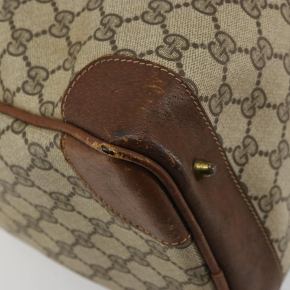 GUCCI GG Supreme Web Sherry Line Boston Bag PVC Beige Gold Auth 178730