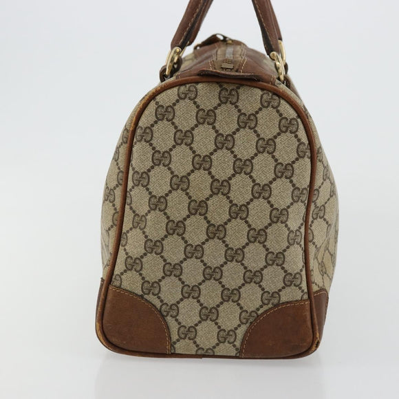 GUCCI GG Supreme Web Sherry Line Boston Bag PVC Beige Gold Auth 178730