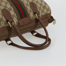 GUCCI GG Supreme Web Sherry Line Boston Bag PVC Beige Gold Auth 178730-7