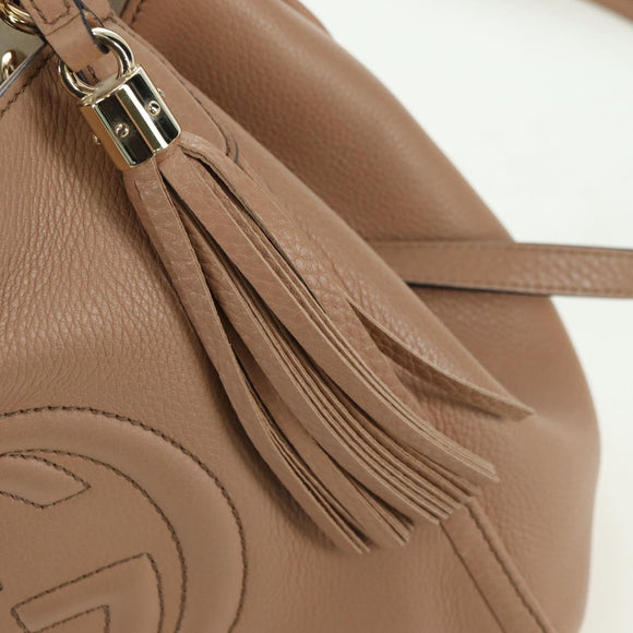 GUCCI Soho Hand Bag Leather 2way Pink Gold 336751 Auth 178732V