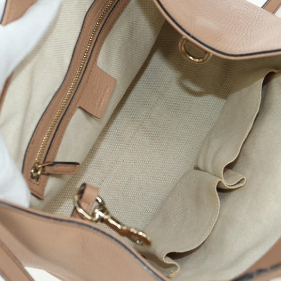GUCCI Soho Hand Bag Leather 2way Pink Gold 336751 Auth 178732V