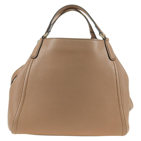 GUCCI Soho Hand Bag Leather 2way Pink Gold 336751 Auth 178732V