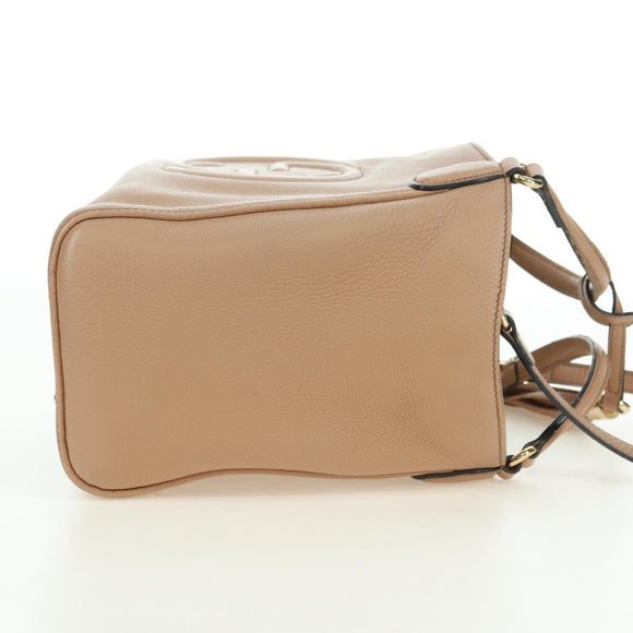 GUCCI Soho Hand Bag Leather 2way Pink Gold 336751 Auth 178732V