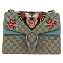 GUCCI Chain Dionysus Angry Cat Bag Leather Beige Silver 403348 Auth 178733V-2