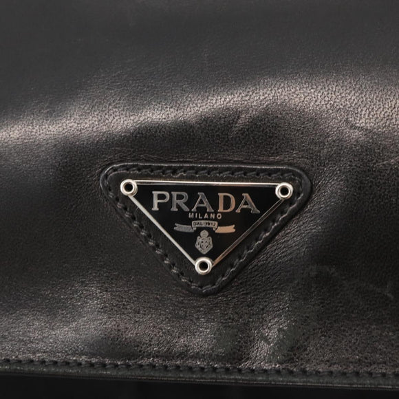 PRADA Shoulder Bag Nylon Black Silver Auth 178737A
