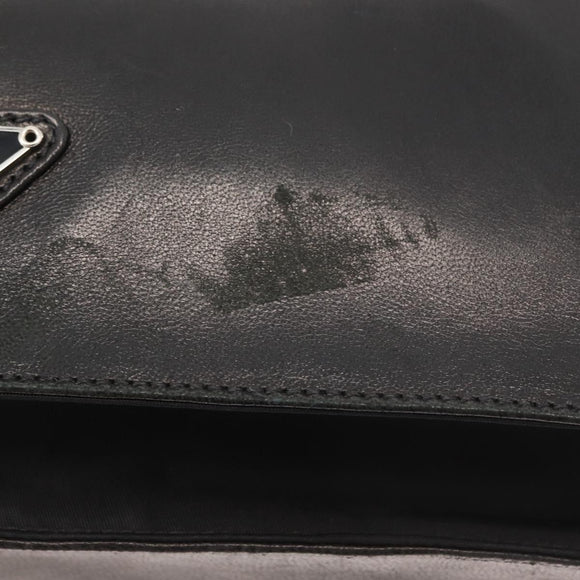 PRADA Shoulder Bag Nylon Black Silver Auth 178737A
