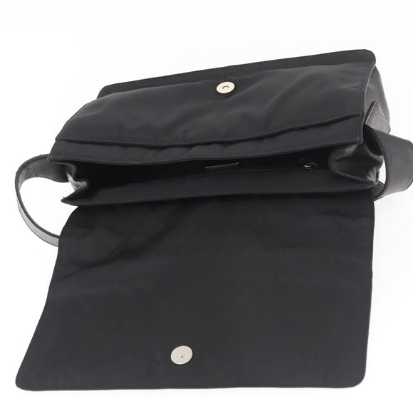 PRADA Shoulder Bag Nylon Black Silver Auth 178737A