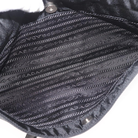 PRADA Shoulder Bag Nylon Black Silver Auth 178737A