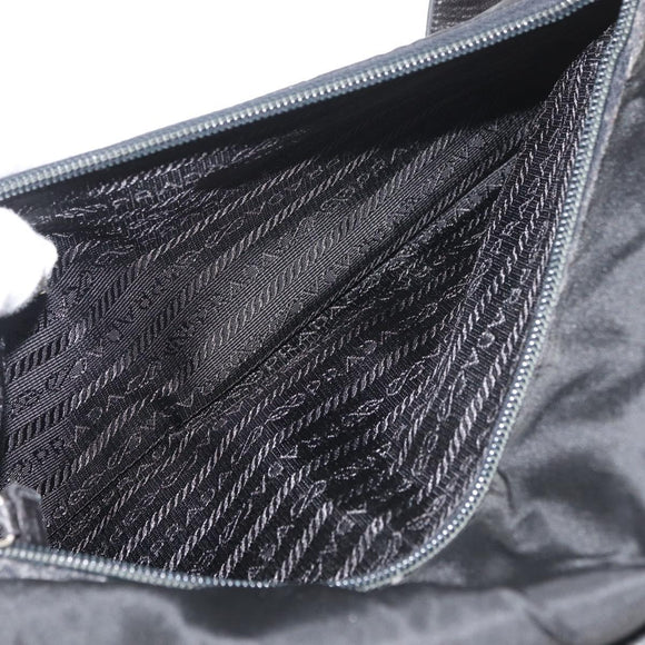 PRADA Shoulder Bag Nylon Black Silver Auth 178737A