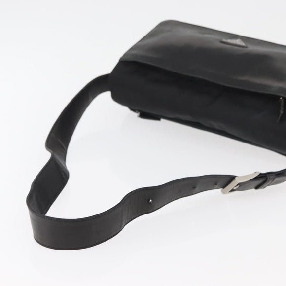 PRADA Shoulder Bag Nylon Black Silver Auth 178737A