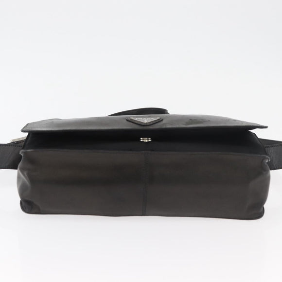 PRADA Shoulder Bag Nylon Black Silver Auth 178737A