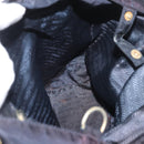 PRADA Metal Handle Hand Bag Nylon Navy Gold Auth 178739-17