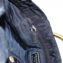 PRADA Metal Handle Hand Bag Nylon Navy Gold Auth 178739-19