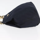 PRADA Metal Handle Hand Bag Nylon Navy Gold Auth 178739-5