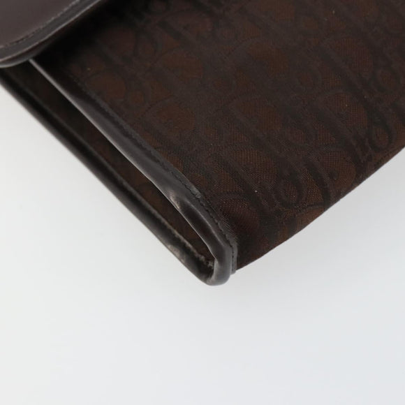 Christian Dior Trotter Canvas Chain Shoulder Bag Brown Gold Auth 178742
