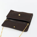 Christian Dior Trotter Canvas Chain Shoulder Bag Brown Gold Auth 178742-17