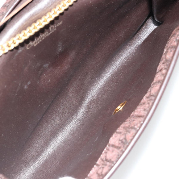 Christian Dior Trotter Canvas Chain Shoulder Bag Brown Gold Auth 178742