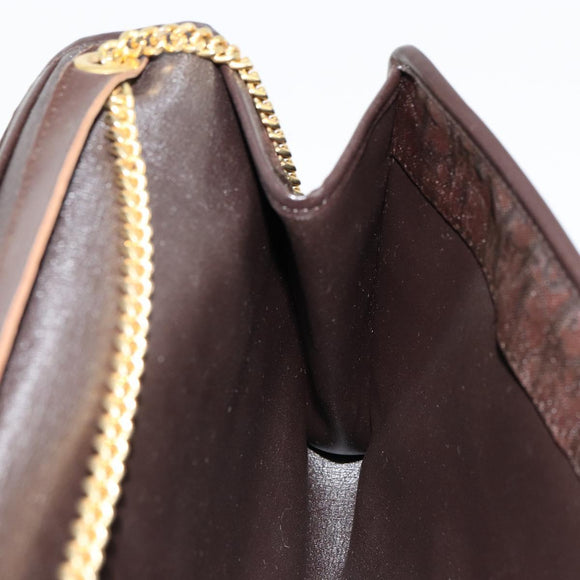 Christian Dior Trotter Canvas Chain Shoulder Bag Brown Gold Auth 178742