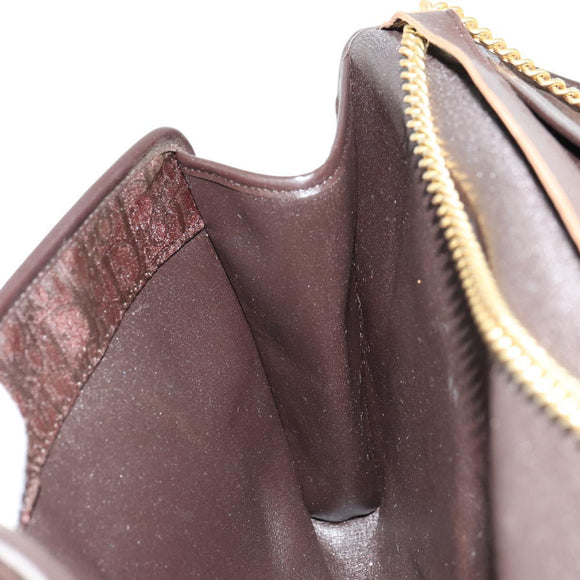 Christian Dior Trotter Canvas Chain Shoulder Bag Brown Gold Auth 178742