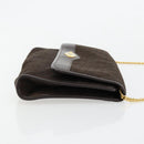 Christian Dior Trotter Canvas Chain Shoulder Bag Brown Gold Auth 178742-4