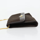 Christian Dior Trotter Canvas Chain Shoulder Bag Brown Gold Auth 178742-5