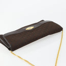 Christian Dior Trotter Canvas Chain Shoulder Bag Brown Gold Auth 178742-6