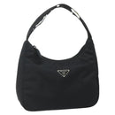 PRADA Hand Bag Pouch Nylon Black Silver Auth 178743-1