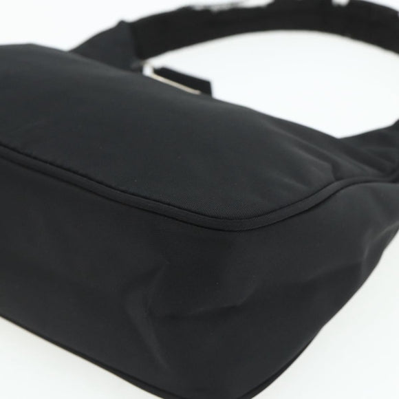 PRADA Hand Bag Pouch Nylon Black Silver Auth 178743