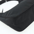 PRADA Hand Bag Pouch Nylon Black Silver Auth 178743-14