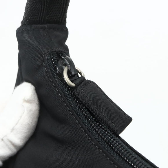 PRADA Hand Bag Pouch Nylon Black Silver Auth 178743