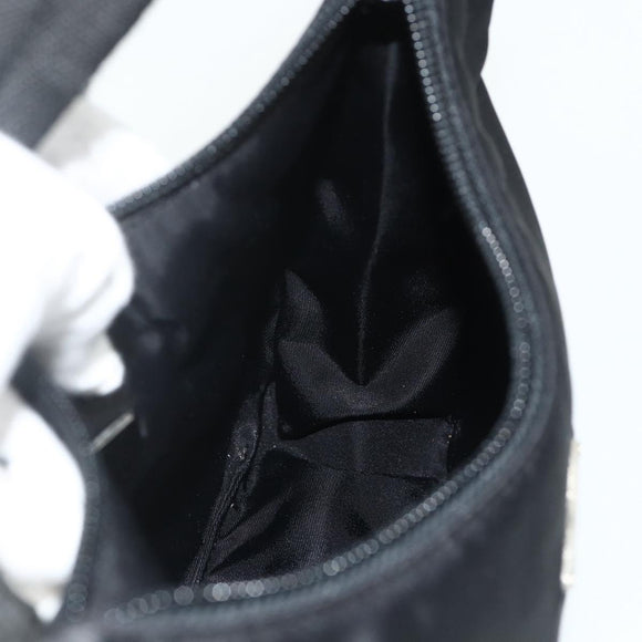 PRADA Hand Bag Pouch Nylon Black Silver Auth 178743