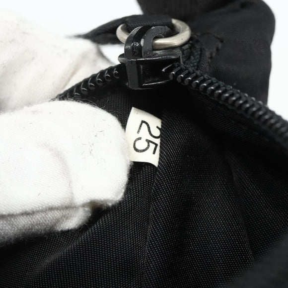 PRADA Hand Bag Pouch Nylon Black Silver Auth 178743
