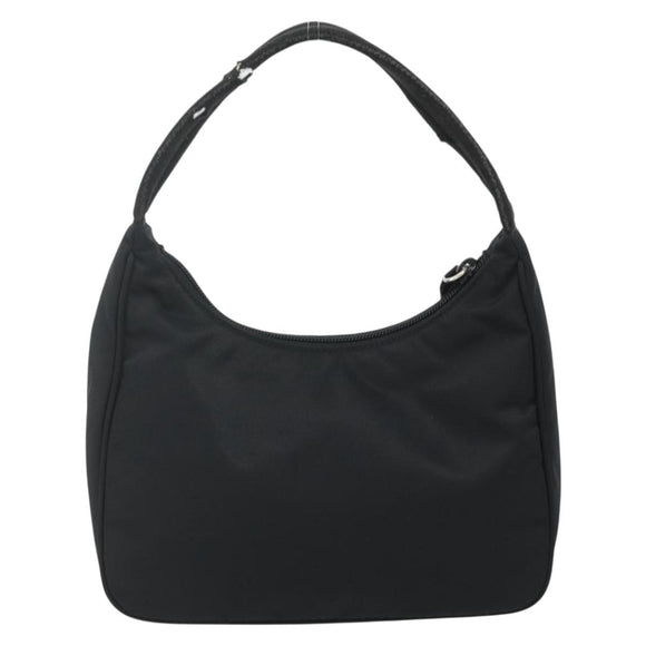 PRADA Hand Bag Pouch Nylon Black Silver Auth 178743