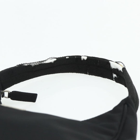 PRADA Hand Bag Pouch Nylon Black Silver Auth 178743