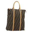 FENDI Zucca Canvas Hand Bag Black Brown Auth 178746A-1