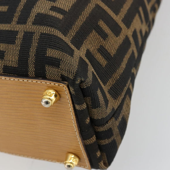 FENDI Zucca Canvas Hand Bag Black Brown Auth 178746A