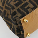 FENDI Zucca Canvas Hand Bag Black Brown Auth 178746A-14