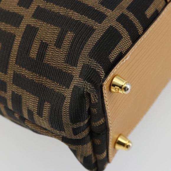 FENDI Zucca Canvas Hand Bag Black Brown Auth 178746A