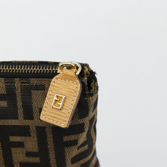 FENDI Zucca Canvas Hand Bag Black Brown Auth 178746A