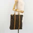 FENDI Zucca Canvas Hand Bag Black Brown Auth 178746A-22