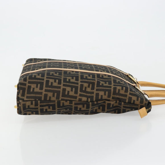 FENDI Zucca Canvas Hand Bag Black Brown Auth 178746A