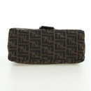 FENDI Zucca Canvas Mamma Baguette Shoulder Bag Black Brown Auth 178747V-5