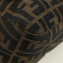FENDI Zucca Canvas Mamma Baguette Shoulder Bag Black Brown Auth 178747V-14