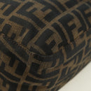FENDI Zucca Canvas Mamma Baguette Shoulder Bag Black Brown Auth 178747V-16