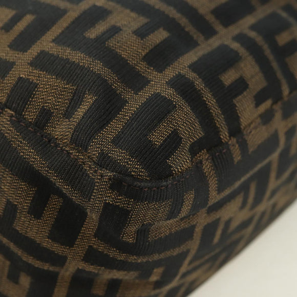 FENDI Zucca Canvas Mamma Baguette Shoulder Bag Black Brown Auth 178747V