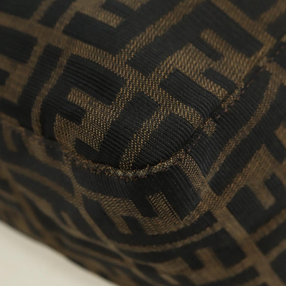 FENDI Zucca Canvas Mamma Baguette Shoulder Bag Black Brown Auth 178747V