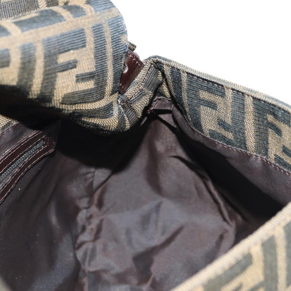 FENDI Zucca Canvas Mamma Baguette Shoulder Bag Black Brown Auth 178747V